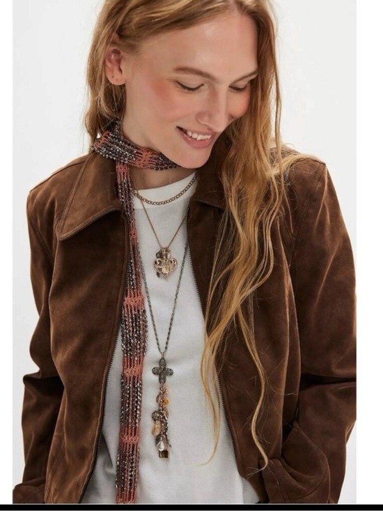 Free People Bohemian Damsel Metallic Beaded Crochet Wrap Belt & Skinny Scarf NWT main image 6